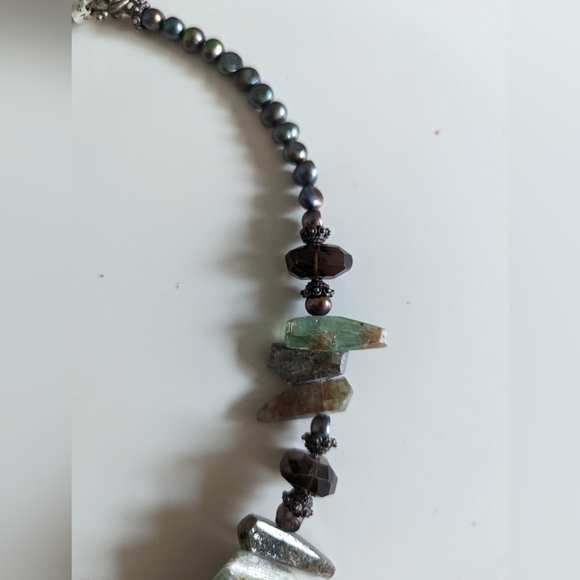 $92 Beautiful Sterling, Pearl & Kyanite Smokey Quartz- 92 Grams - Picture 4 of 16